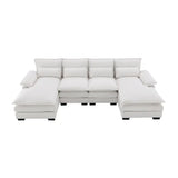 White Chenille U Shaped Sectional Sofa with high density foam and package quantity six