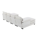 White Chenille U Shaped Sectional Sofa with Chaise Lounge, package size, high density foam