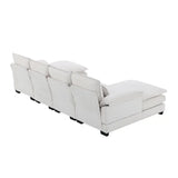 White Chenille U Shaped Sectional Sofa with Chaise Lounge, package size, high density foam