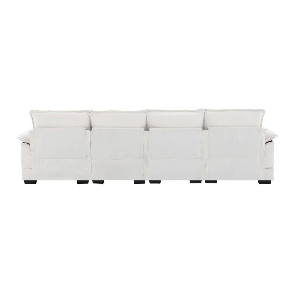 White four-seater sofa with high density foam from White Chenille U Shaped Sectional Sofa Package Quantity Six