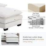 White sofa cushion with layered construction and high density foam in package quantity six