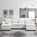 White modular sectional sofa with high-density foam from White Chenille U Shaped Sectional Sofa package quantity six