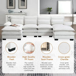 White Chenille U Shaped Sectional Sofa with high density foam, package quantity six