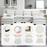 White Chenille U Shaped Sectional Sofa with high density foam, package quantity six
