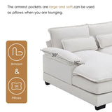 White Chenille U Shaped Sectional Sofa with armrest pockets, high density foam, package quantity six