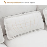 Rectangular white lumbar pillow with grid pattern for U Shaped Sectional Sofa, package quantity six