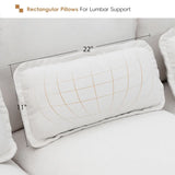 Rectangular white lumbar pillow with grid pattern for U Shaped Sectional Sofa, package quantity six