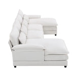White Chenille U Shaped Sectional Sofa with high density foam, package quantity six