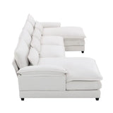 White Chenille U Shaped Sectional Sofa with high density foam, package quantity six