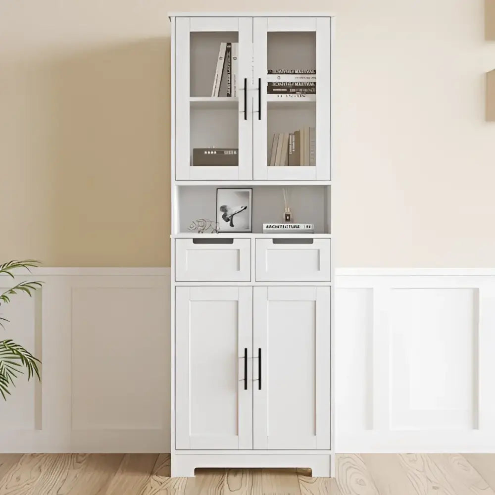 White four door bathroom cabinet for stylish and functional storage solutions
