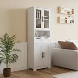 White four door bathroom cabinet with glass doors for stylish storage solutions