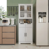 White bathroom cabinet with four doors, ideal for kitchen pantry storage