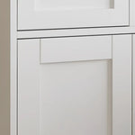 White four door bathroom cabinet with sleek white cabinet doors for elegant storage