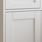 White four door bathroom cabinet with sleek white cabinet doors for elegant storage