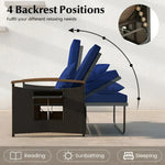 Adjustable wicker patio chair with ottoman cushion from Wicker Daybed with Ottoman Cushion Conversation Set