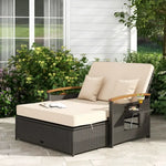 Wicker outdoor chaise lounge with ottoman cushion from Wicker Daybed with Ottoman Cushion Conversation Set