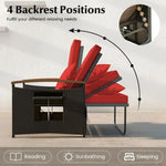 Adjustable wicker patio chair with ottoman cushion from Wicker Daybed with Ottoman Conversation Set