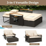 Versatile outdoor Wicker Daybed with Ottoman Cushion Conversation Set featuring sturdy design