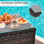 Wicker coffee table with glass top from Wicker Patio Furniture Set with Coffee Table