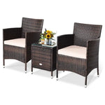Wicker patio furniture set with cushions and coffee table, durable design and high weight capacity