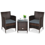 Wicker patio furniture set with coffee table and high weight capacity for outdoor use