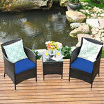 Wicker patio furniture set with coffee table, durable design, and high weight capacity