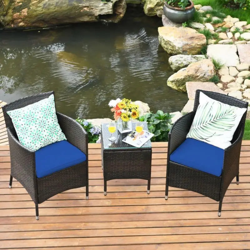 Wicker patio furniture set with coffee table, durable design, and high weight capacity