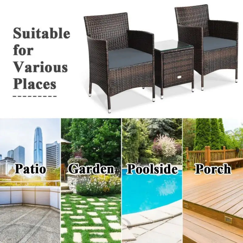 Wicker patio furniture set with coffee table showcasing durable design and weight capacity