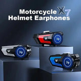 Motorcycle helmet headset with colored accents and noise cancellation in X7 BT helmet